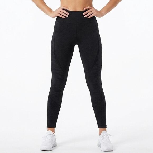 ACTA Pants - ACTA Women's Leggings Size S Seamless High Rise Black Ribbed Knit 7/8 Cropped
